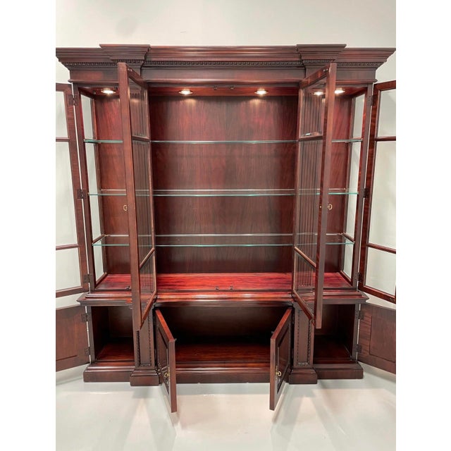 Coffee Century Furniture Claridge Mahogany Breakfront China Cabinet / Display Wall Unit For Sale - Image 8 of 9
