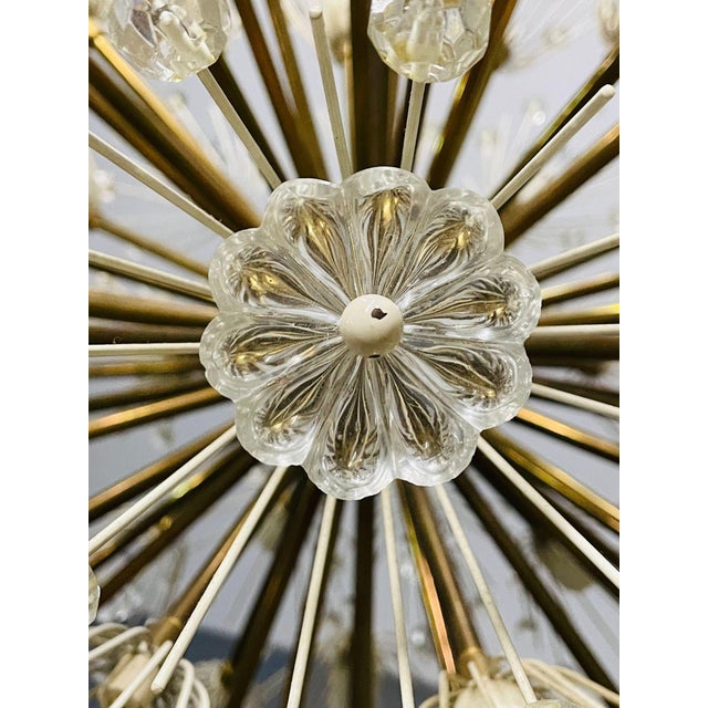 Emil Stejnar, Large Snowflake Chandeliers, Brass, Glass, Austria, 1965 For Sale - Image 10 of 10