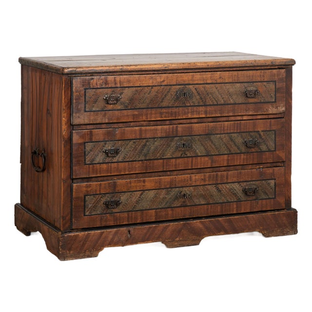19th Century Original Hand Painted Large Chest of Three Drawers From Hungary For Sale