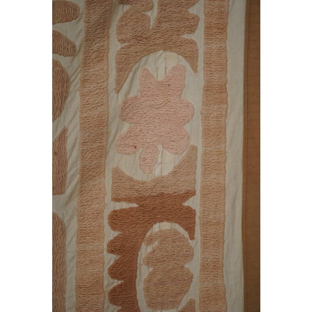 Suzani Tapestry - Faded Uzbek Table Cloth - Tribal Embroidery Wall Decor 4'5'' X 4'6'' For Sale - Image 9 of 13