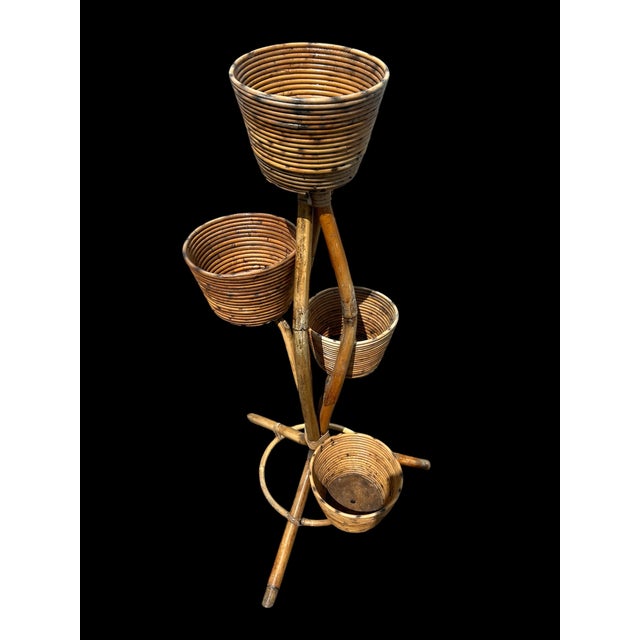 Rattan Plant Stand, 1950s For Sale - Image 6 of 8