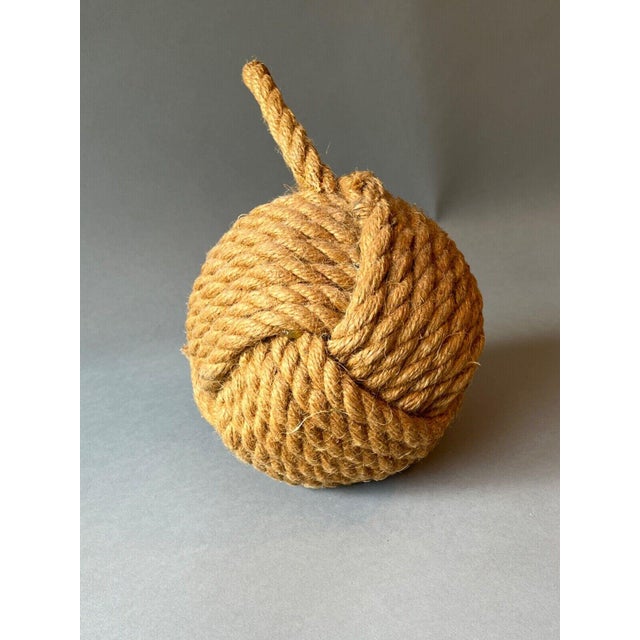 Pottery Barn Monkey Fist Decorative Weighted Door Stop Nautical Knot Rope For Sale In Tampa - Image 6 of 7