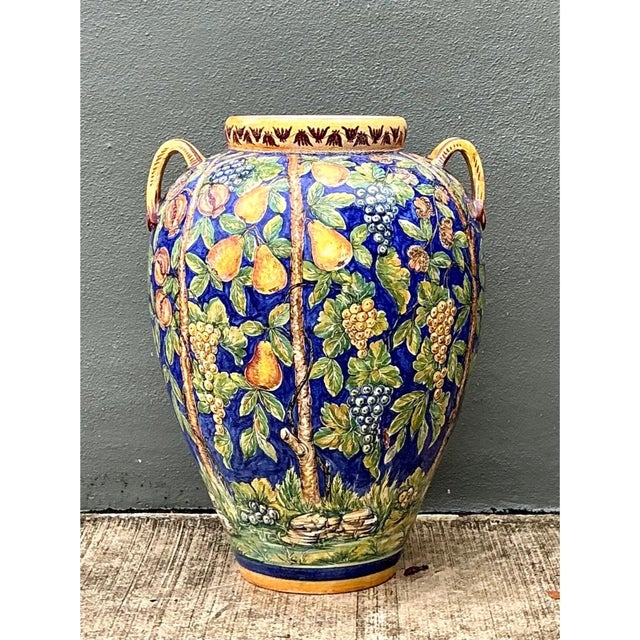 Late 20th Century Vintage Italian Hand-Painted Ceramic Urn For Sale - Image 5 of 12