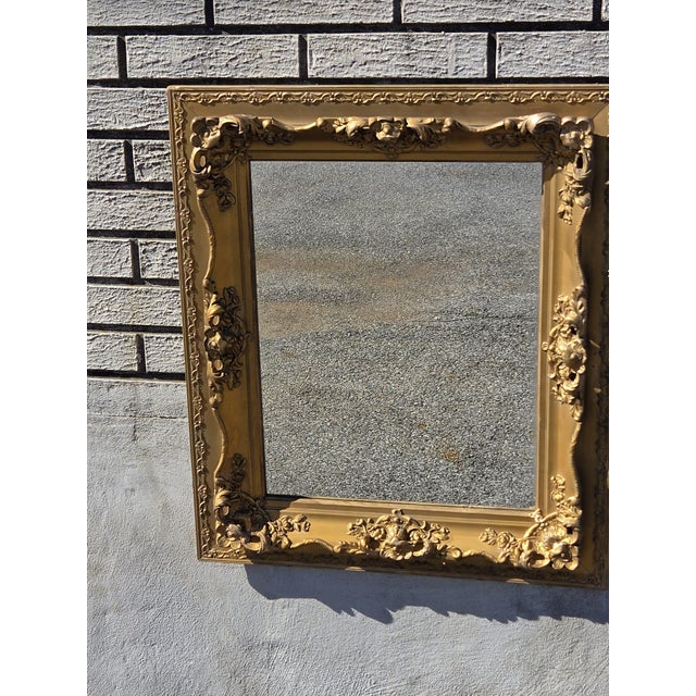 19th Century 19th Century Gilded French Decorative Hand Carved Wall Mirror . For Sale - Image 5 of 18