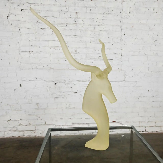 Plastic Vintage Modern Frosted Lucite Kudu Sculpture by David Fisher for Austin Sculptures For Sale - Image 7 of 13
