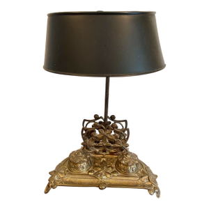 Vintage Brass Inkwell Desk Lamp