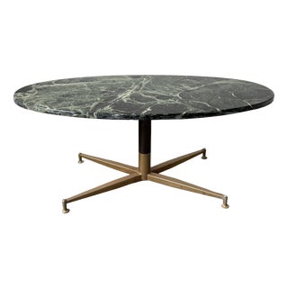 Green Marble and Brass Coffee Table attributed to Michel Kin for Arflex, 1960s For Sale