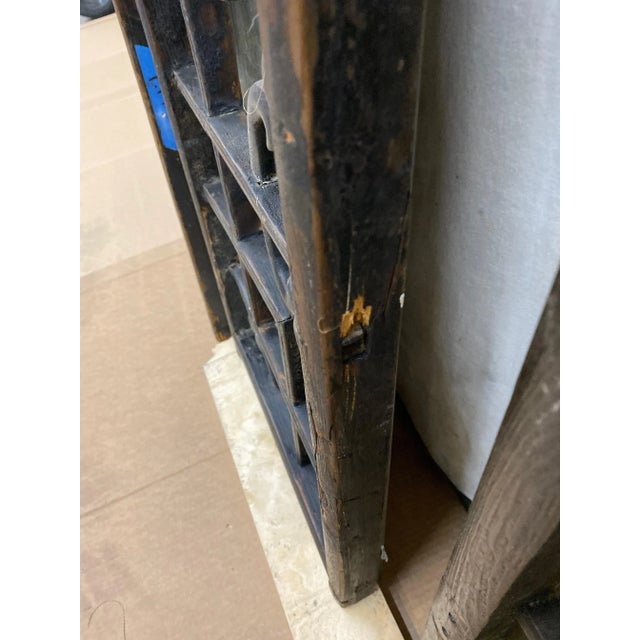 Brown Antique Japanese Window Screens With Antiqued Mirror For Sale - Image 8 of 11