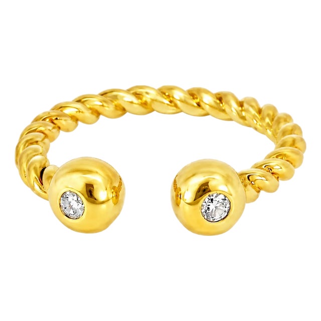 Late 20th Century 14K Yellow Gold Estate Twisted Diamond Pinky Band Ring, Size 6.5 For Sale