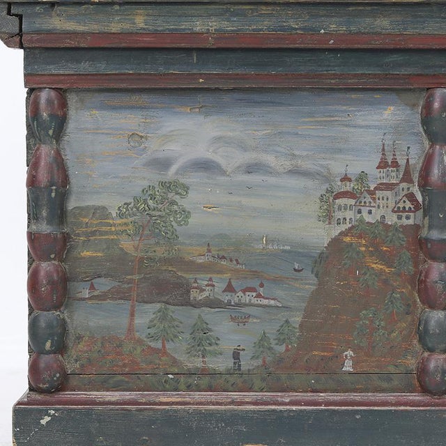 Rustic Rustic Farmhouse Folk Art Painted Bridal Chest For Sale - Image 3 of 16