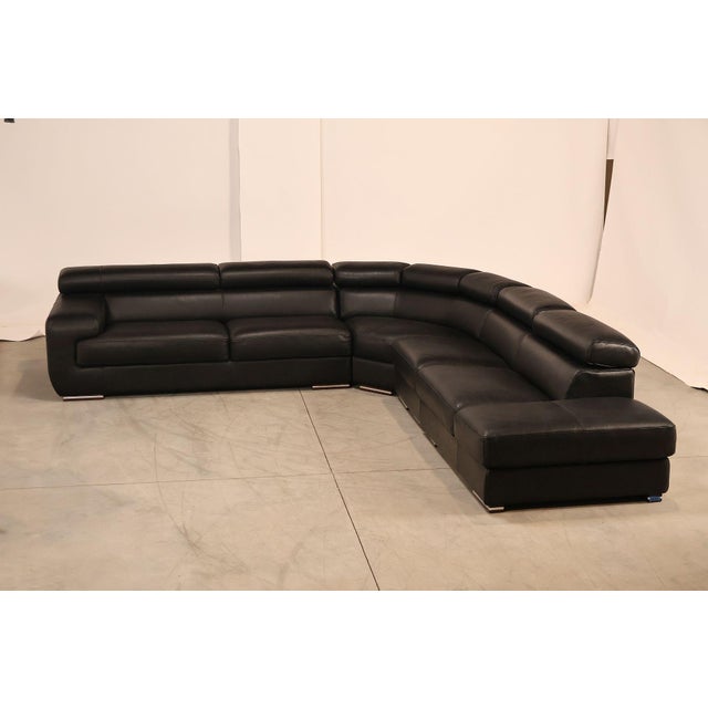 Contemporary Italian Homes Contemporary Black Leather Sectional Sofa For Sale - Image 3 of 18
