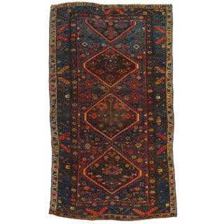 Late 19th Century Antique Persian Bidjar Hand-Knotted Rug - 4′3″ × 7′2″ For Sale