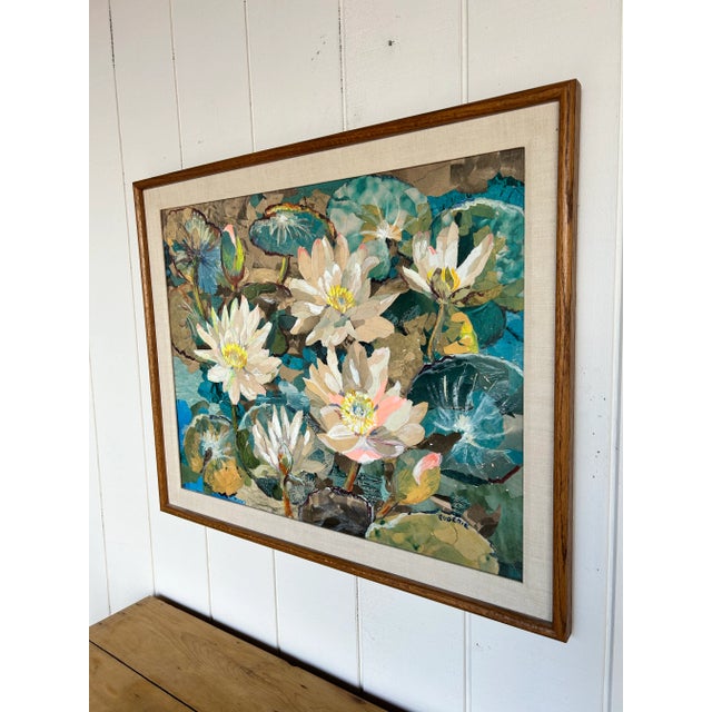 Paint "Lillies" Modern Botanical Still Life Painting, Framed For Sale - Image 7 of 8