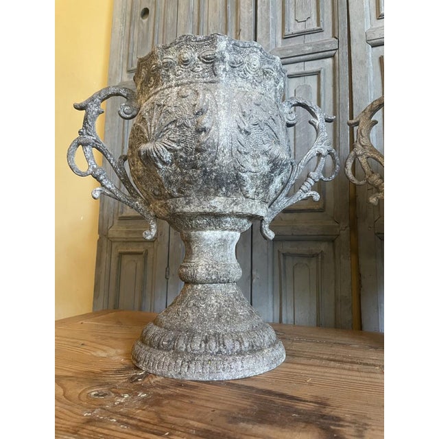 French Aluminum Garden Vases, 1886, Set of 2 For Sale - Image 17 of 18