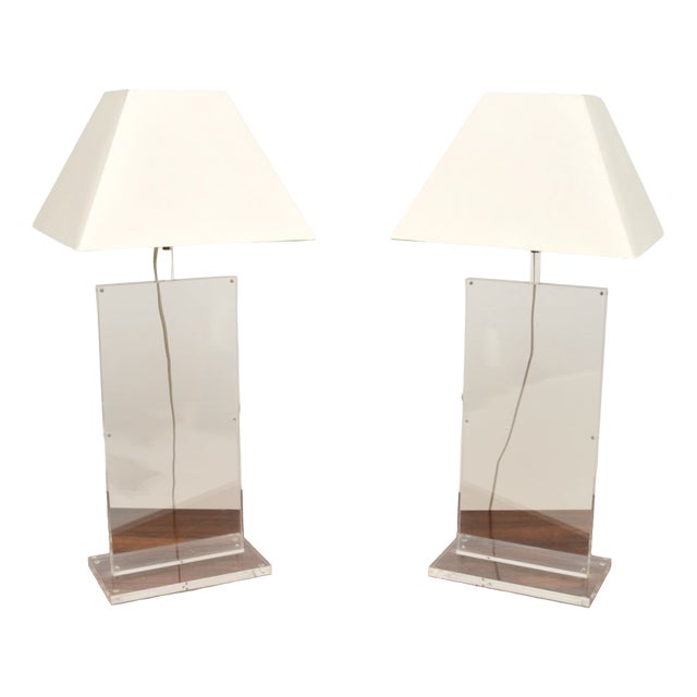 Vintage French Acrylic Table Lamps, 1970, Set of 2 For Sale