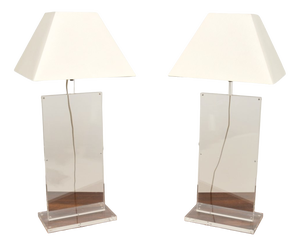 Vintage French Acrylic Table Lamps, 1970, Set of 2