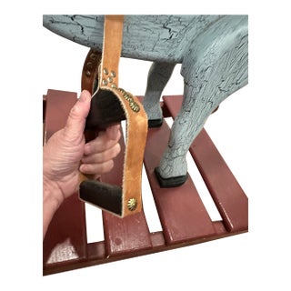 Large Vintage Folk Art Wooden Rocking Horse For Sale