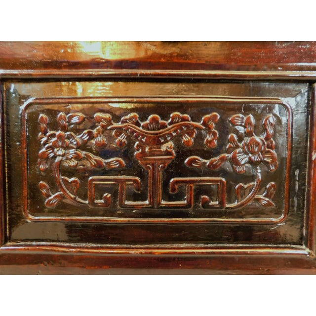 Antique 19th Century Chinese Figural Carved Wood Cabinet or Armoire For Sale - Image 9 of 12