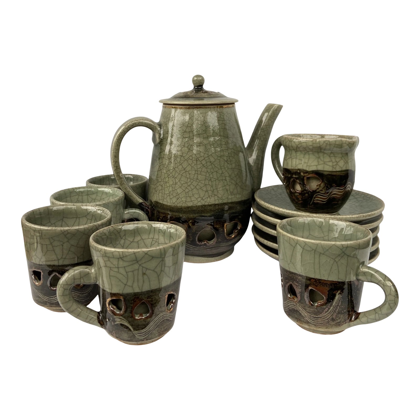Mid-Century Obori Somayaki Coffee & Dessert Set- 11 Pieces | Chairish