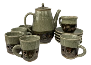 Mid-Century Obori Somayaki Coffee & Dessert Set- 11 Pieces