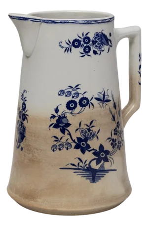 1900s Belgian Blue Chinoiserie Ceramic Pitcher