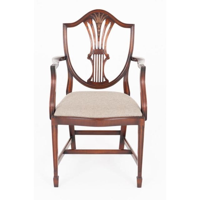 Regency Revival Shield Back Dining Chairs in Mahogany, 1920s, Set of 8 For Sale - Image 6 of 7