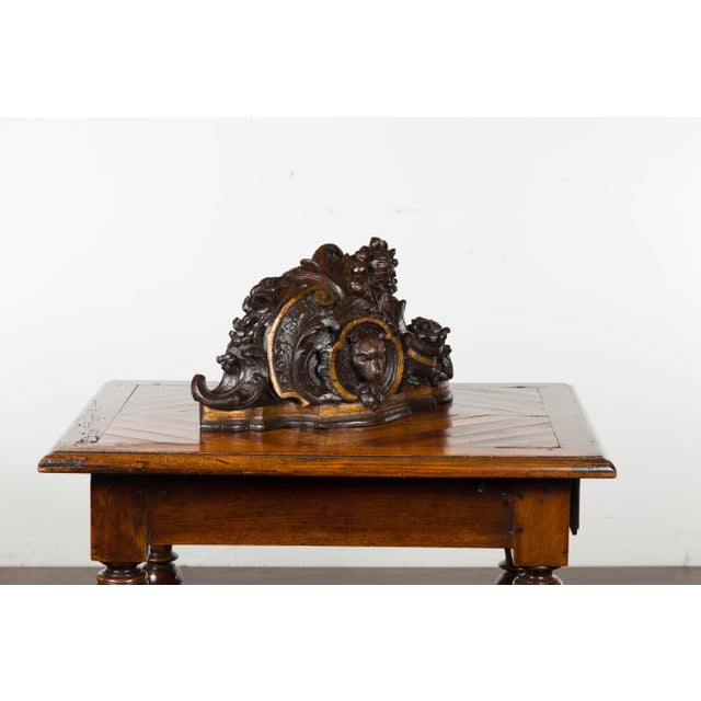 A Black Forest period carved wooden fragment from the early 20th century, with bear motif. hand carved in Switzerland...