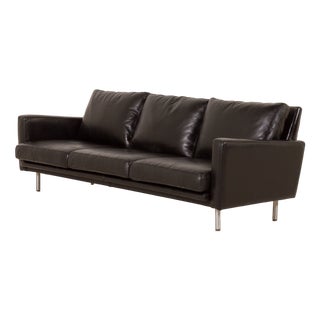 Mid-Century Black Leather Sofa attributed to Herman Miller, 1960s For Sale