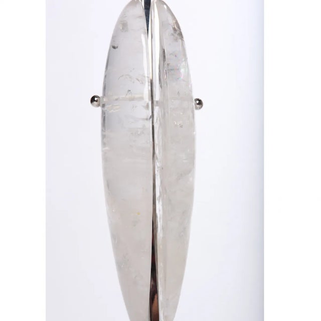 Contemporary Rock Crystal and Nickel Teardrop Table Lamps by Marcelo Bessa - a Pair For Sale - Image 3 of 8