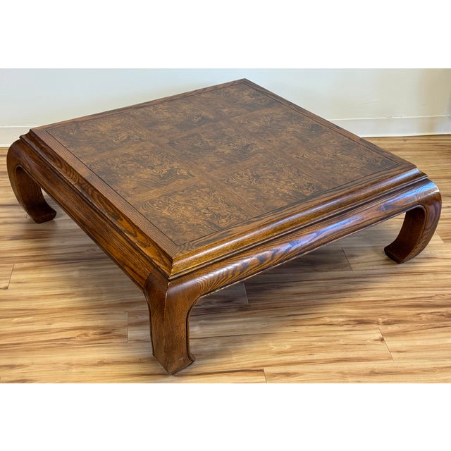 Henredon Vintage Burlwood Henredon Style Ming Leg Coffee Table For Sale - Image 4 of 10