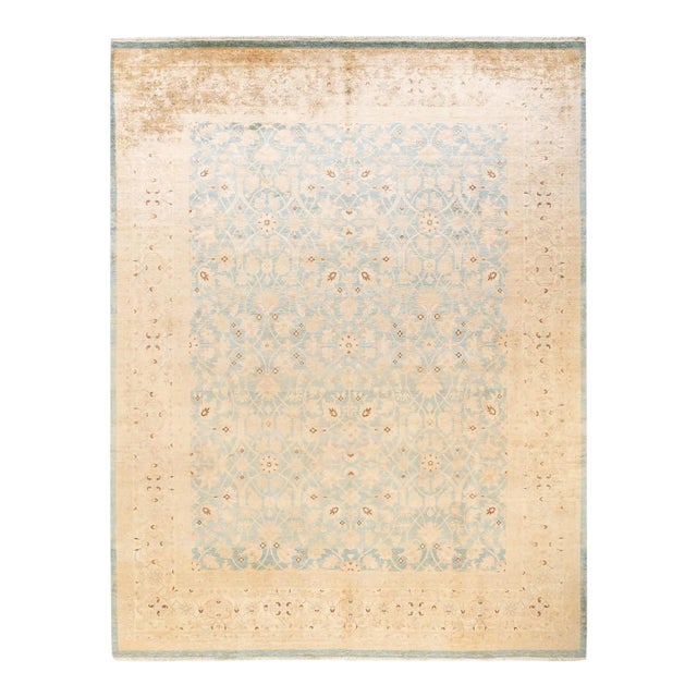 Eclectic, One-of-a-Kind Hand-Knotted Area Rug - Light Blue, 8' 0" x 10' 2" For Sale