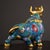 Vintage Cloisonne Enamel Ox Figure – 8.7" Gilt Mythical Bull Sculpture For Sale - Image 4 of 9