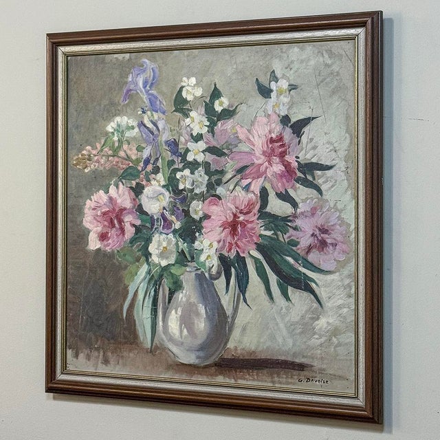 Framed Still Life Oil Painting on Canvas by G. Davoise For Sale - Image 4 of 13