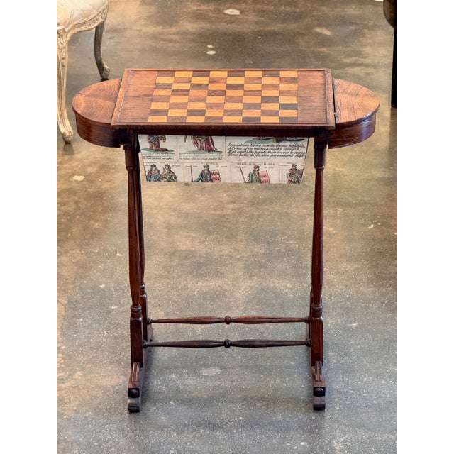 English 19th Century Rosewood Game Table With Chessboard Top and Playing Card Drawer For Sale - Image 3 of 12