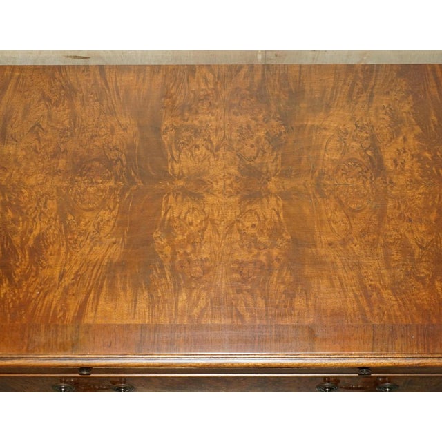 Vintage Burr Walnut Chest of Drawers with Butlers Serving Tray, 1940s For Sale - Image 12 of 18