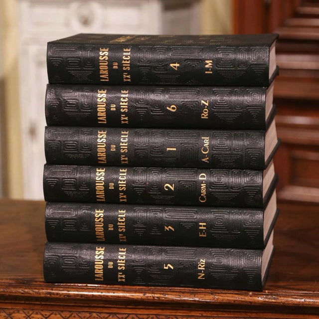Decorate a library, study, or office with this elegant set of antique French leather bound books. Printed in Paris circa...