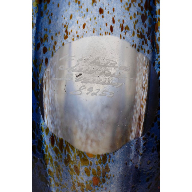 Kosta Boda Bertil Vallien for Kosta Boda Blue Satellite Art Glass Bottle Signed 89253 For Sale - Image 4 of 4