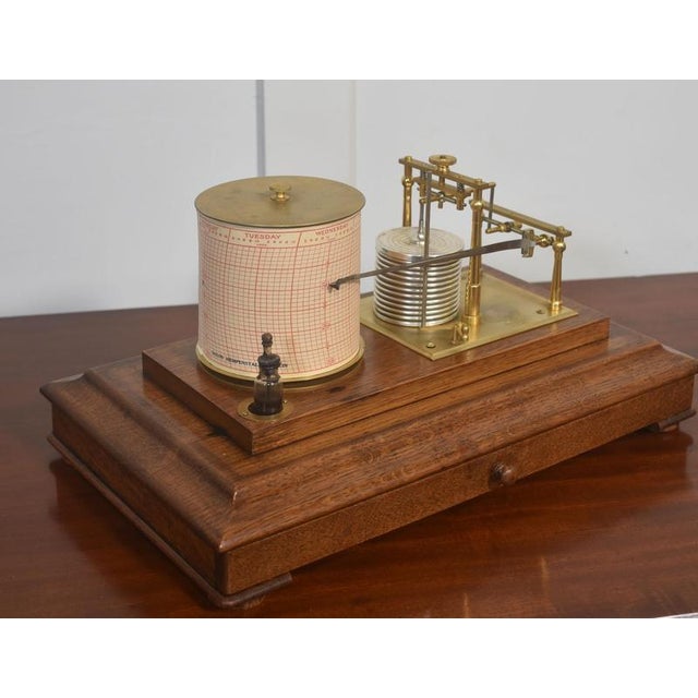 Antique Oak Barograph from Short & Mason, England, 1890s For Sale - Image 4 of 9