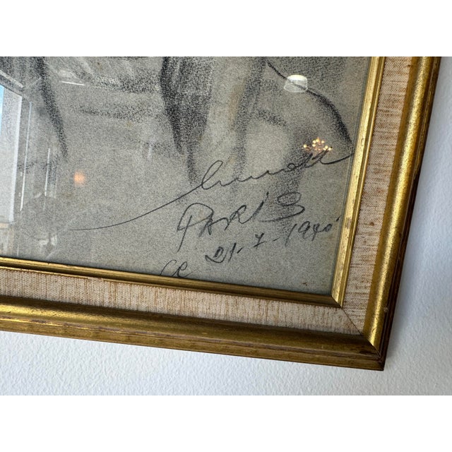 1980's French Drawing Portrait of a Young Girl, Framed For Sale In Miami - Image 6 of 9