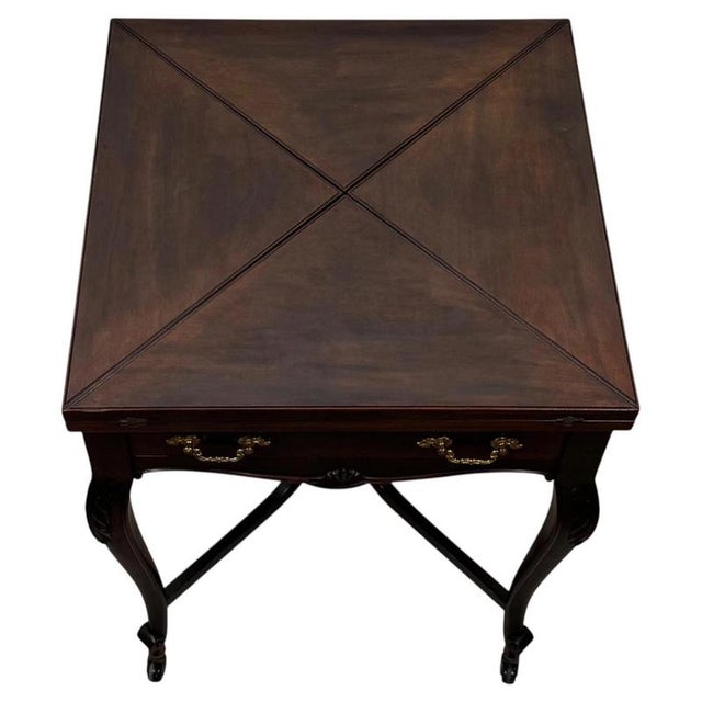 20th Century English Mahogany Envelope Card Table, 1890s For Sale - Image 6 of 13