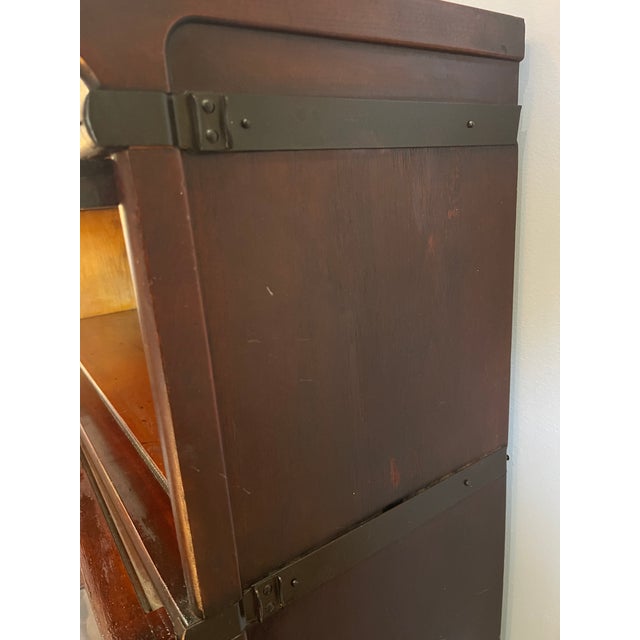 Arts & Crafts Globe-Wernicke Barrister Bookcase Dark Mahogany 4 Sections With Drawer Early 1900's For Sale - Image 3 of 17