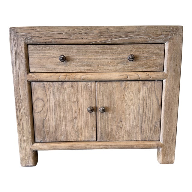 Jacob II 2 Door Reclaimed Elm Nightstand - Dark Natural For Sale
