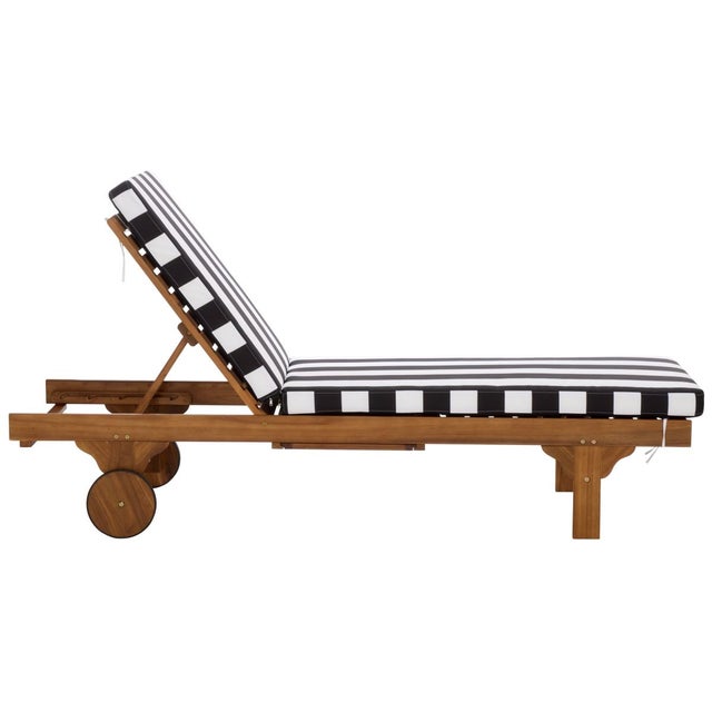 Newport Chaise Lounge, Black Stripe For Sale - Image 13 of 13