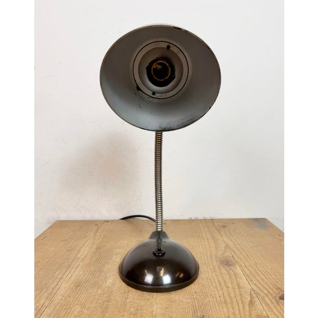 Metal Vintage Brown Bakelite Gooseneck Table Lamp, 1960s For Sale - Image 7 of 18
