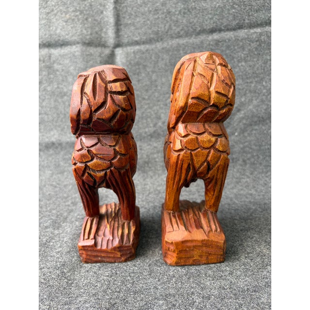 Vintage Carved MC Wooden Owls a Pair For Sale - Image 4 of 13