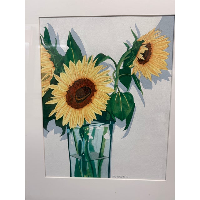 Sally Baker Sunflowers in Vase I/P Artwork, Signed For Sale - Image 4 of 12