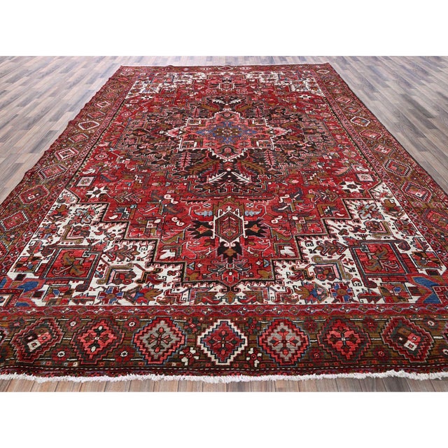 Vintage Persian Heriz Hand Knotted Wool Oriental Rug For Sale - Image 4 of 12