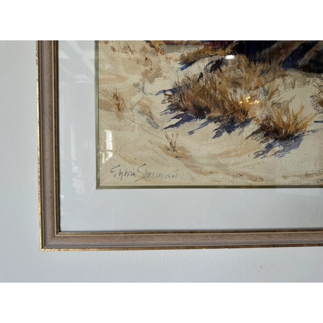 Vintage Sherman Coastal Landscape Watercolor Painting, Framed For Sale - Image 4 of 11
