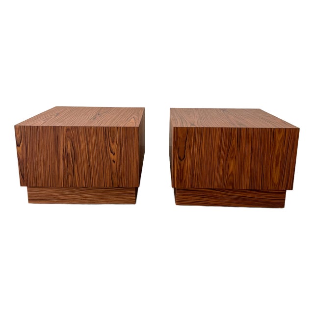 Pair of Mid-Century Modern Rosewood Cube End Tables, 1970s For Sale