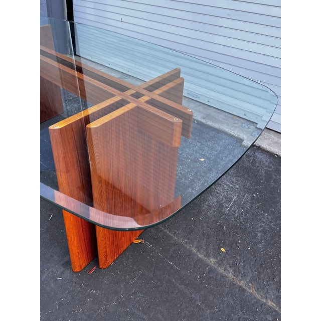 Mid-Century Modern Mid Century Danish Modern Trekanten Dining Table With Oval Edge Glass Top | by Gustav Gaarde For Sale - Image 3 of 15